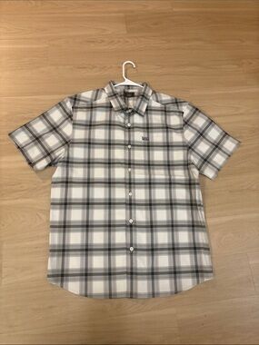 Kimes Ranch Men's Short-Sleeve Plaid Button-Up Shirt - Gray/White
